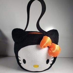 Sanrio Hello Kitty White on Black with Orange Bow Halloween Easter Bucket Basket